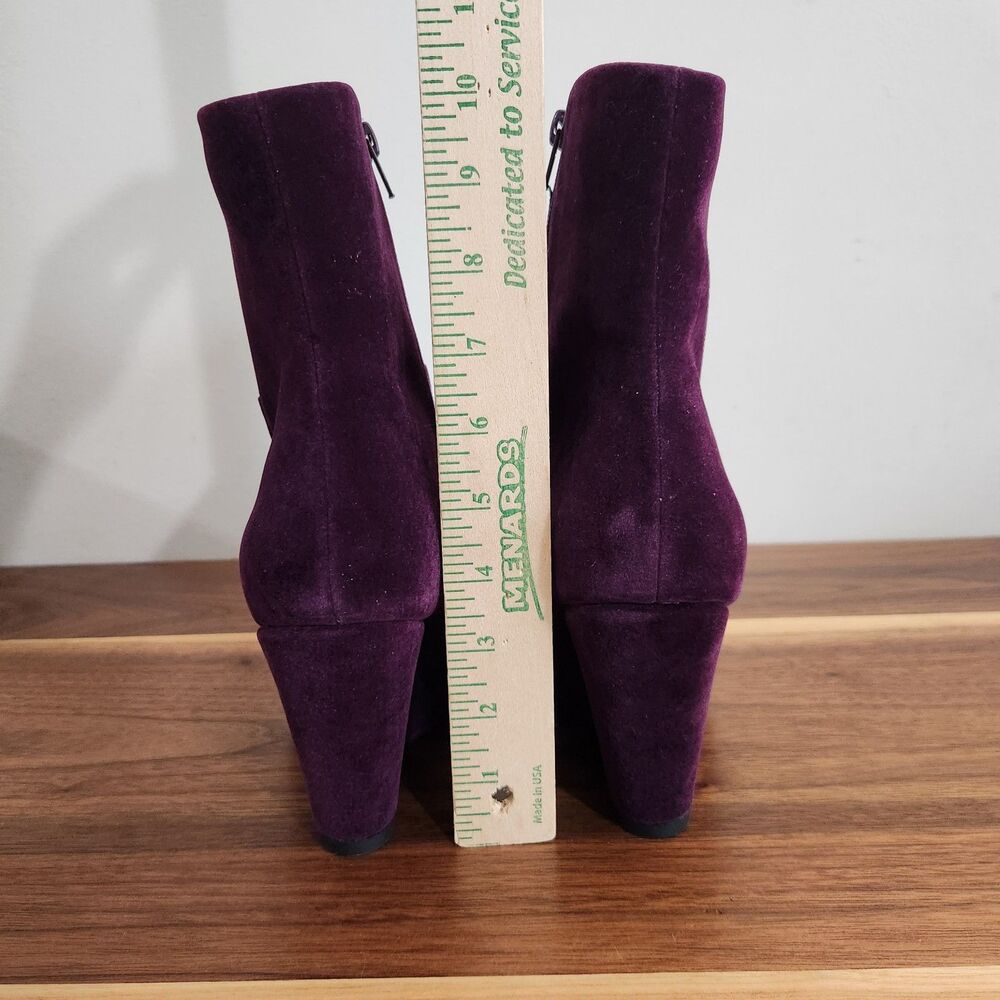 The Drop Gina Wedge Ankle Booties Purple Velvet Pointed Toe Zip Womens 9.5 - Picture 6 of 8